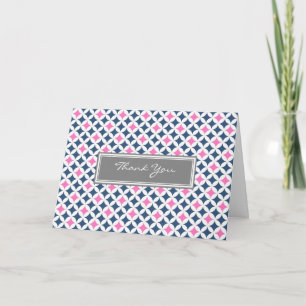 Pink Gray Blue Pattern Hochzeit Danke Karte