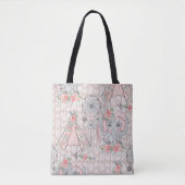 PINK & GRAY BOHO BABY ELEPHANT & DREAMCATCHER TASCHE (Vorderseite)