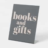 Pink Gray Boho Typografie Baby Shower Books Gesche Sockelschild (Vorderseite)