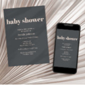 Pink Gray Boho Typografie Baby Shower Einladung