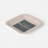Pink Gray Boho Typografie Baby Shower Pappteller (Gewinkelt)