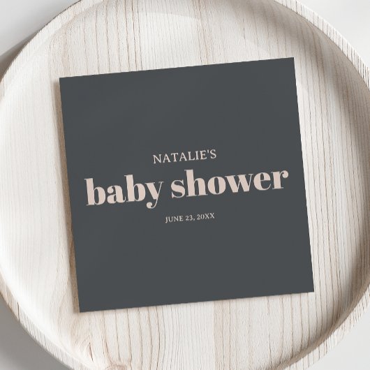 Pink Gray Boho Typografie Baby Shower Serviette