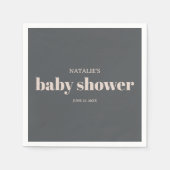 Pink Gray Boho Typografie Baby Shower Serviette (Vorderseite)