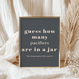 Pink Gray Boho Typografie Baby Showgame Poster