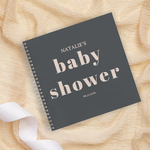 Pink Gray Boho Typografie Baby Showgast Notizblock