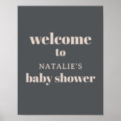 Pink Gray Boho Typografie Baby Showmarke Schild (Vorne)