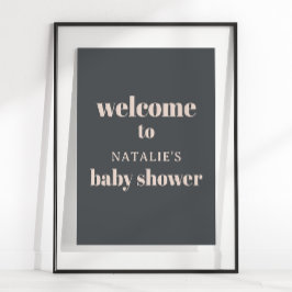 Pink Gray Boho Typografie Baby Showmarke Schild