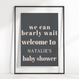 Pink Gray Boho Typografie Baby Showmarke Schild