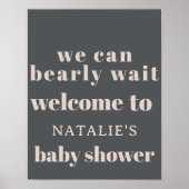 Pink Gray Boho Typografie Baby Showmarke Schild (Vorne)