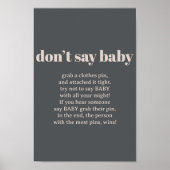 Pink Gray Boho Typografie Baby Showspielzeichen Poster (Vorne)