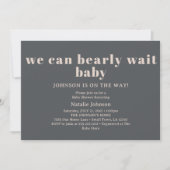 Pink Gray Boho Typografie Bearly Wait Baby Shooter Einladung (Vorderseite)