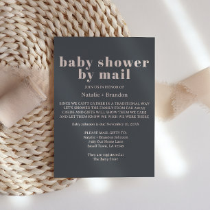 Pink Gray Boho Typografie by Mail Baby Showroom Einladung