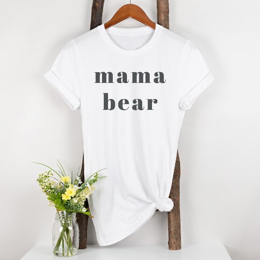 Pink Gray Boho Typografie Girl Maternity Mama Bear T-Shirt