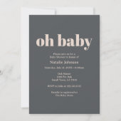 Pink Gray Boho Typografie Oh Babydusche Einladung (Vorderseite)