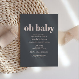 Pink Gray Boho Typografie Oh Babydusche Einladung