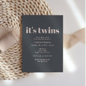 Pink Gray Boho Typografie Twins Baby Dusche Einladung