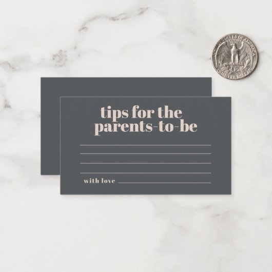 Pink Gray Boho Typografy Baby Eltern Tipps beachte Mitteilungskarte (Vorderseite/Rückseite Beispiel)