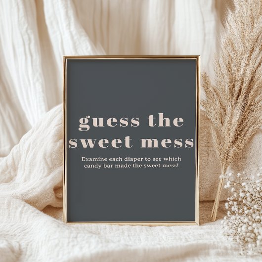 Pink Gray Boho Typografy Baby Guess Sweet Mess Poster