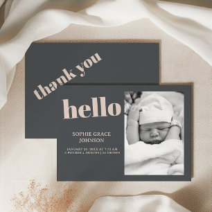 Pink Gray Boho Typografy Baby Shower Ankündigung