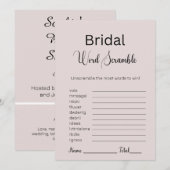 Pink Gray Bridal Word Scramble Game Einladung (Vorne/Hinten)