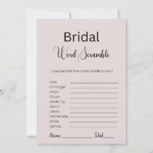 Pink Gray Bridal Word Scramble Game