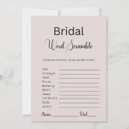 Pink Gray Bridal Word Scramble Game Einladung