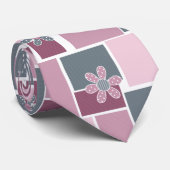 Pink gray brown patchwork of square patches  krawatte (Gerollt)