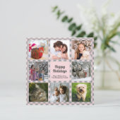 Pink Gray Buffalo Kariert Foto Collage Weihnachten (Stehend Vorderseite)