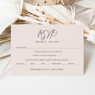 Pink & Gray Calligraphy UAWG Wedding Repcard Einladung