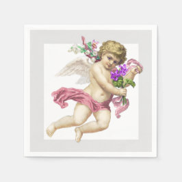 Pink Gray Cherub Angel Paper Napkin Serviette