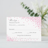 Pink & Gray Confetti Dots Wedding RSVP Karten (Stehend Vorderseite)