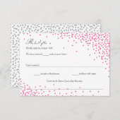 Pink & Gray Confetti Dots Wedding RSVP Karten (Vorne/Hinten)