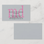 Pink Gray Creative Sophisticed Monogram Visitenkarte (Vorne/Hinten)