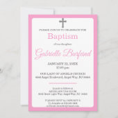 Pink & Gray Cross Watercolor Baptism Einladung (Vorderseite)