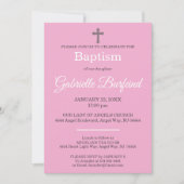 Pink & Gray Cross Watercolor Baptism Einladung (Vorderseite)