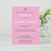 Pink & Gray Cross Watercolor Baptism Einladung (Stehend Vorderseite)