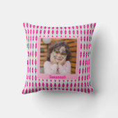 Pink Gray Custom Foto Kissen (Rückseite)