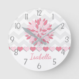 Pink Gray Dahlia Blume Wall Clock Runde Wanduhr