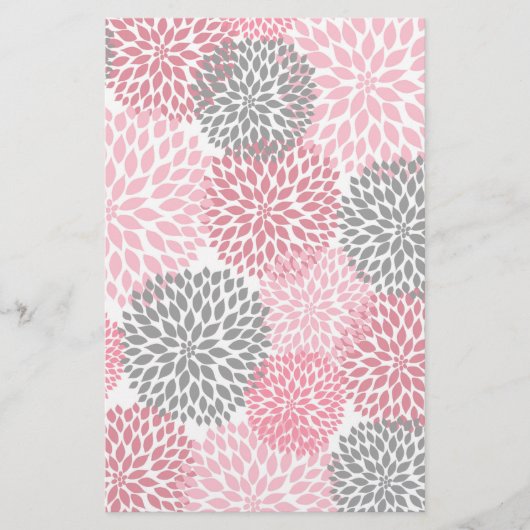 Pink Gray Dahlia Scrapbook Crafting Paper (Vorderseite)