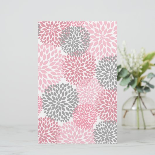 Pink Gray Dahlia Scrapbook Crafting Paper (Stehend Vorderseite)