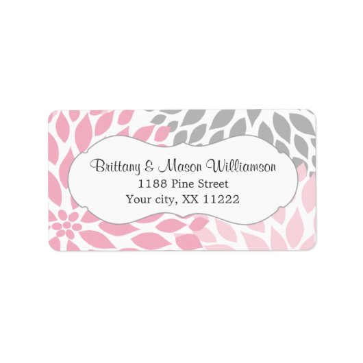 Pink Gray Dahlia Wedding Bridal Baby Dusche nach M Adressaufkleber (Vorne)