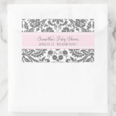 Pink Gray Damask Baby Dusche Pflegeaufkleber Rechteckiger Aufkleber (Tasche)