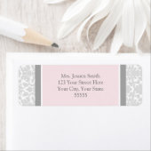 Pink Gray Damask Custom Rücksendeadressen-Aufklebe (Insitu)