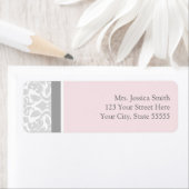 Pink Gray Damask Custom Rücksendeadressen-Aufklebe (Insitu)