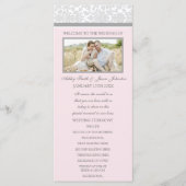 Pink Gray Damask Foto Hochzeitsprogramm Programm (Vorderseite)