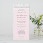 Pink Gray Damask Hochzeitsprogramm Programm (Stehend Vorderseite)
