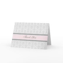 Pink Gray Damask Kinderdusche Danke Karte