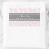 Pink Gray Damask Vielen Dank Gastgeschenk Hochzeit Rechteckiger Aufkleber (Tasche)