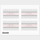 Pink Gray Damask Vielen Dank Gastgeschenk Hochzeit Rechteckiger Aufkleber (Blatt)