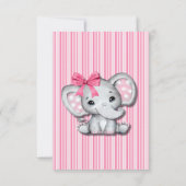 Pink Gray Elephant Baby Dusche Danke Karten (Rückseite)